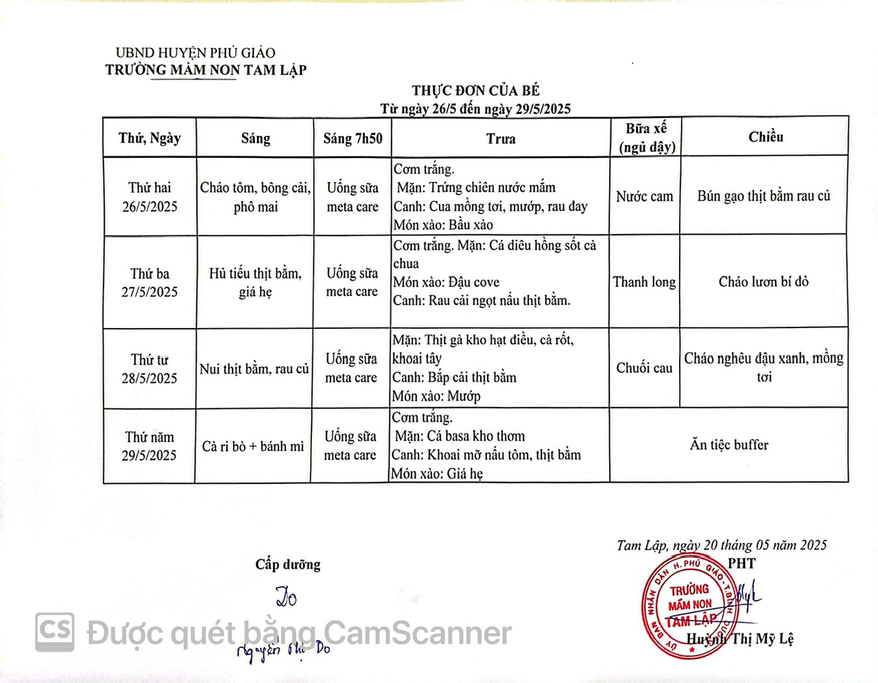 Thực đơn trong tuần của bé Từ ngày 26-5 đến 29-5-2025